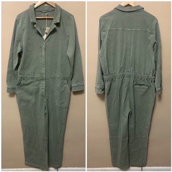 Faherty Overland Twill Jumpsuit in Olive Green Size XL NWT New - Picture 2 of 16